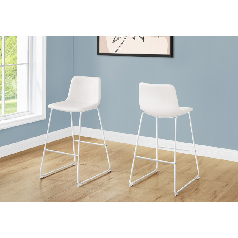 Chaise de bureau moderne, hauteur de bar, Blanc, Blanc