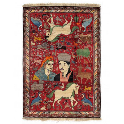Hand Woven Cotton and Wool Oriental Area Rug