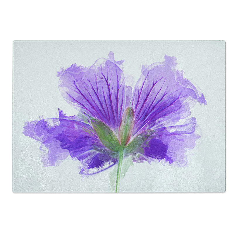 Tempered Glass Geranium Flower Chopping Board, 39 cm W x 28.5 cm L