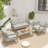 Heitzman 4-Piece Aluminum Patio Conversation Set With Loveseat, Coffee Table And Gray Cushions