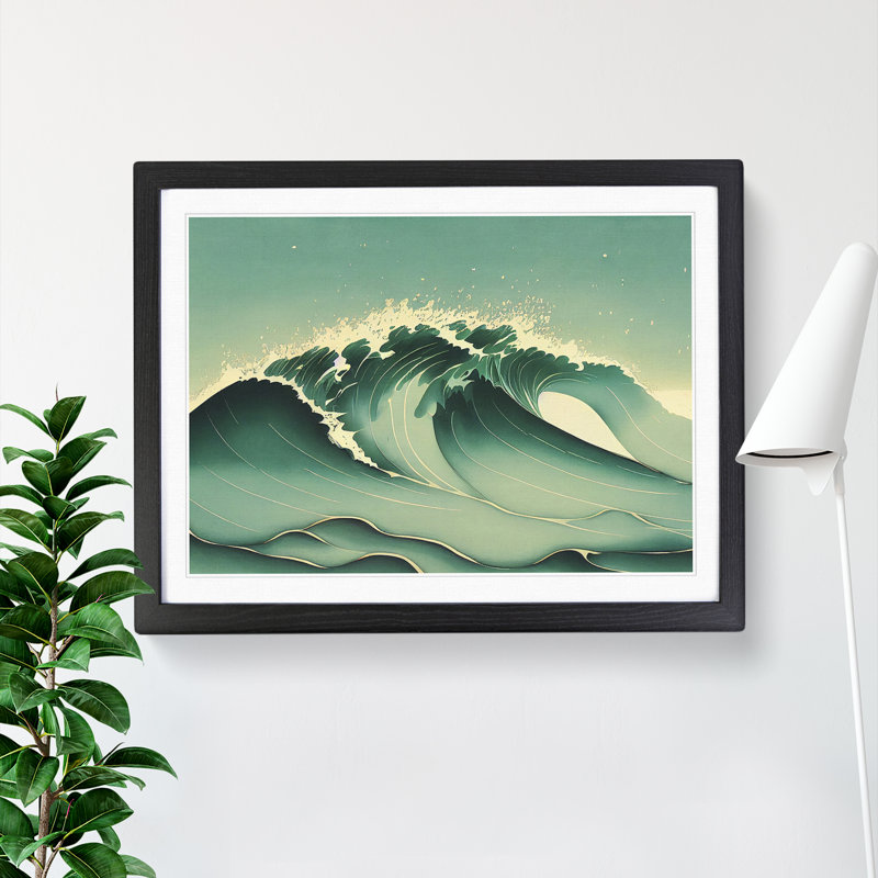 Pure Ocean Wave - Single Picture Frame Painting, 34cm H x 46cm W x 2cm D, Black