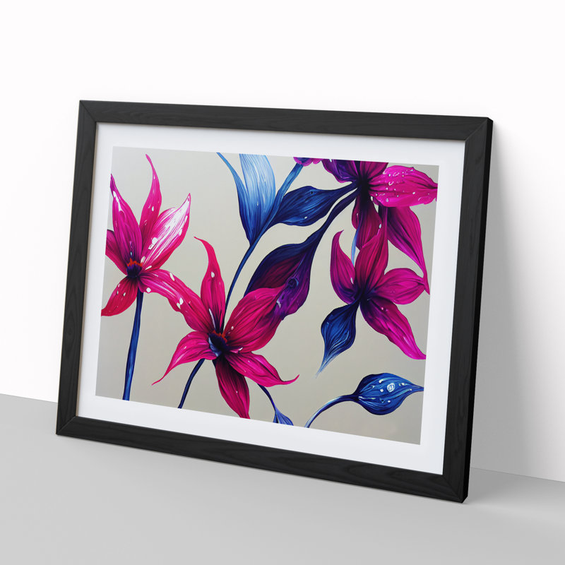 XH1022-6610X Flowers Vol.1 Abstract - Single Picture Frame Painting, Black, 25cm H x 34cm W x 2cm D