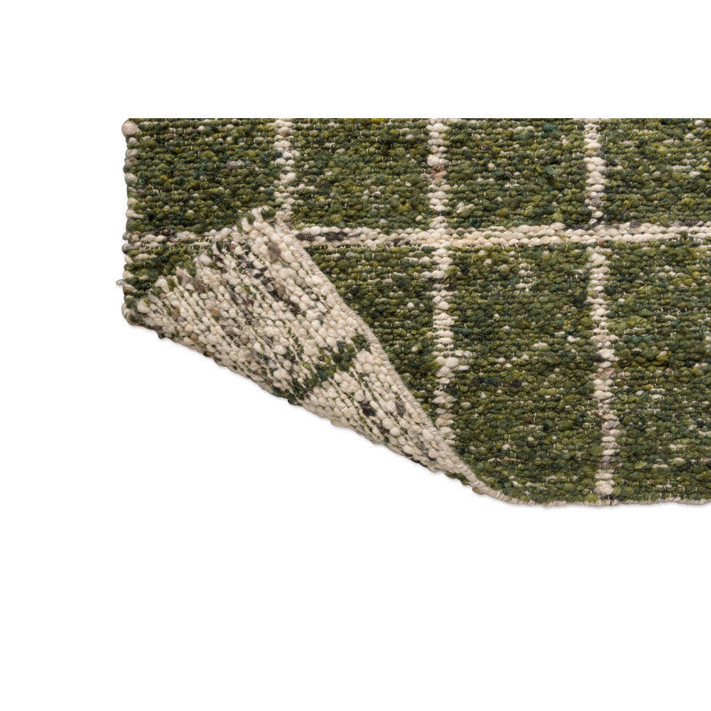 Wool Geometric Area Rug in Green, Rectangle 4'7" x 6'7"
