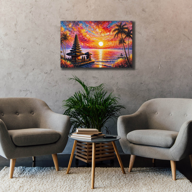 «Bali Ocean Sunset» par Rey Klimt, art mural sur toile, 18 po x 12 po, H 26 po x l 40 po x P 1,5 po
