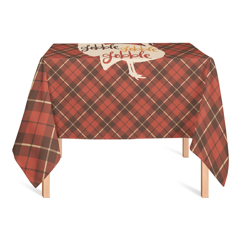 Lebron Gobble Gobble Plaid Turkey Tablecloth, 58" L x 58" W