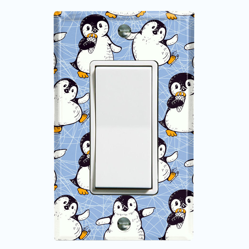 Interrupteur à bascule pingouin bleu crème glacé 1 bande, Bleu