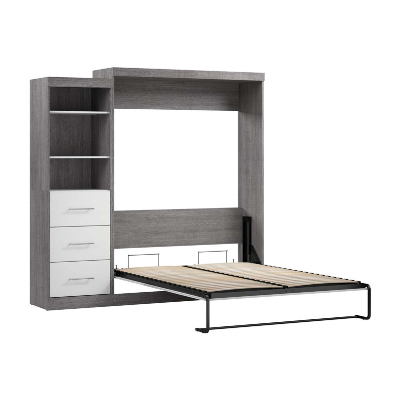 Arthor Metal Murphy Bed, Bark Gray/White
