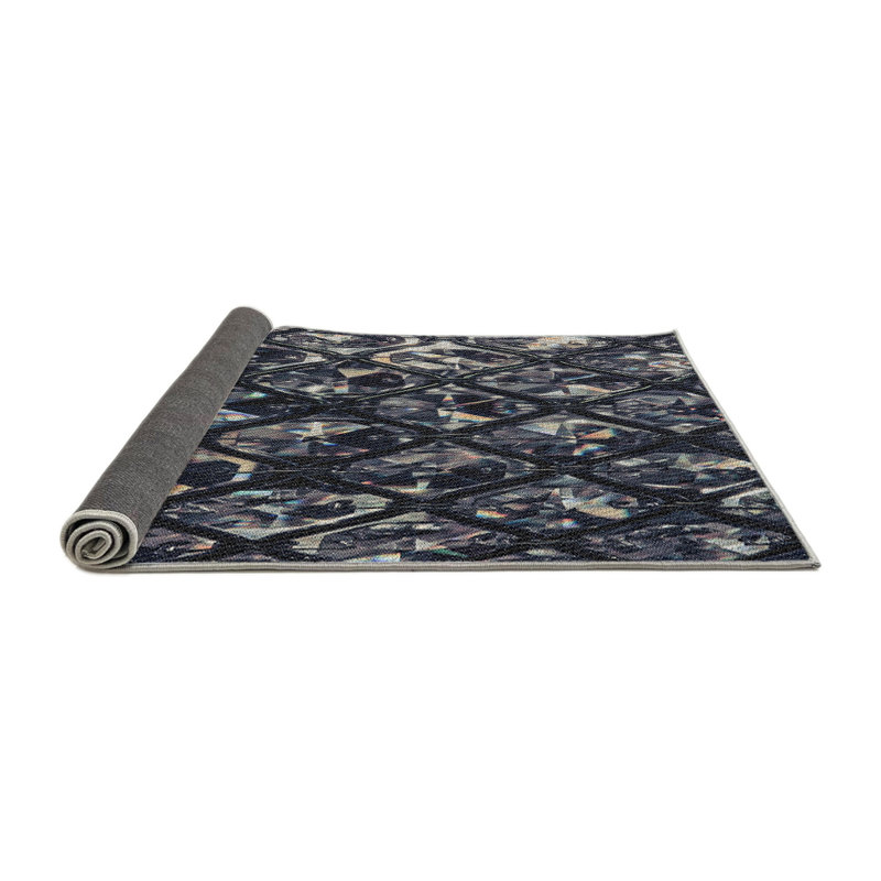 Tapis noir à motifs géométriques, Rectangle 5 pi x 7 pi