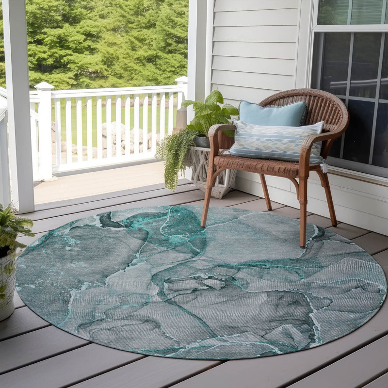 Lorinda Abstract Indoor / Outdoor Rug, Round 8'