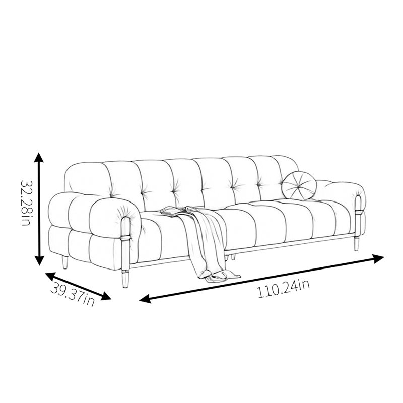 Canapé American Retro, H 32,28 po x l 110,24 po x P 39,37 po
