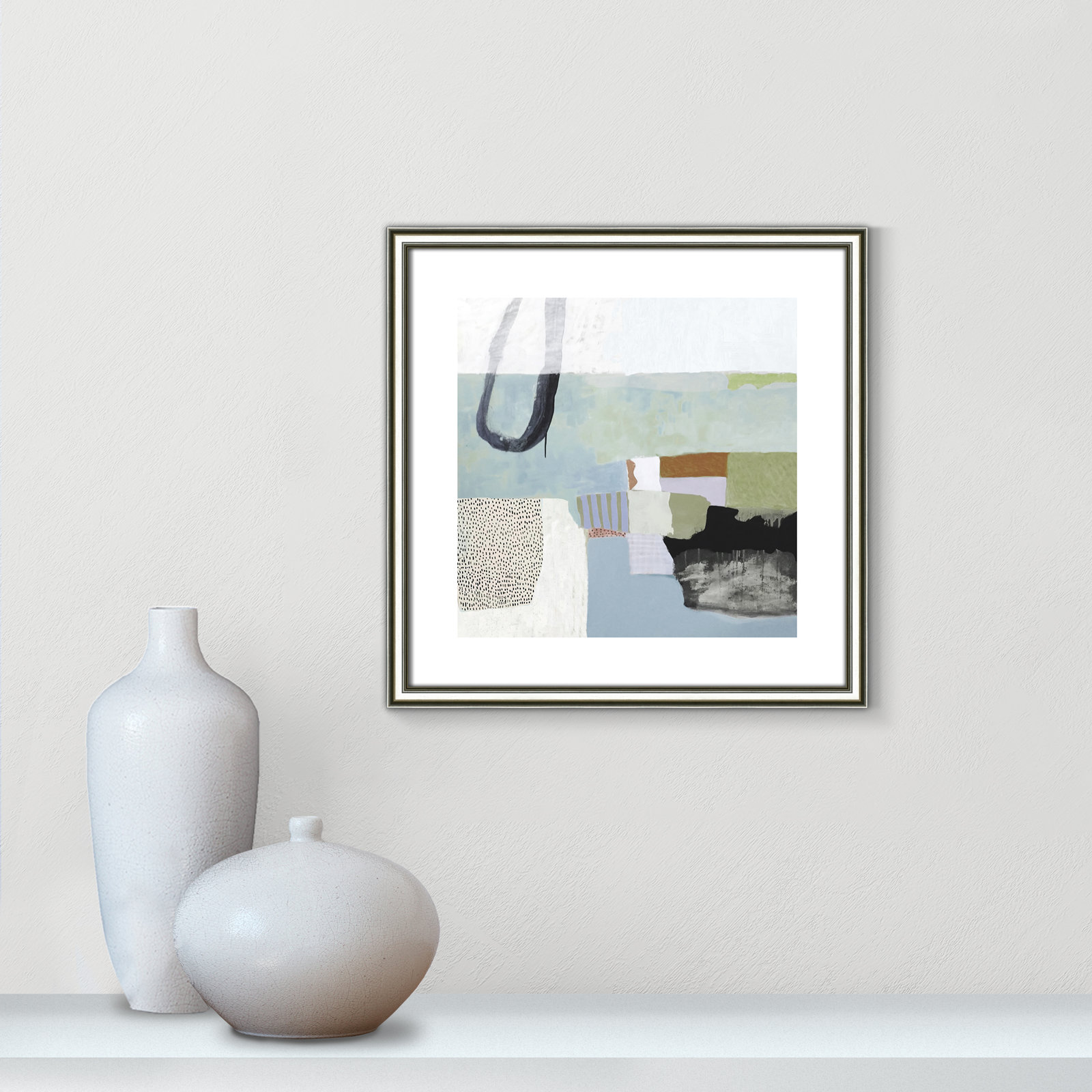 Blue Rhythm by Nathaniel Mather - Painting Print, Silver Framed Paper, White, 18.25" H x 18.25" W x 0.875" D