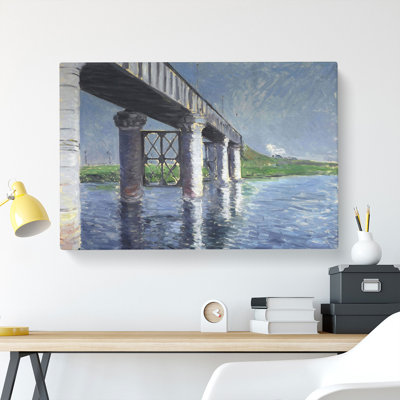 The Seine And The Railroad Bridge by Gustave Caillebotte - Wrapped Canvas