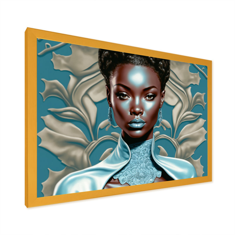 «Beautiful Retro African American Model II», reproduction sur toile, H 30 po x l 40 po x P 1,5 po, Encadrement doré