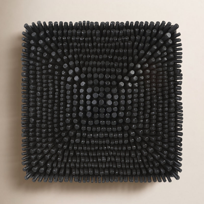 Portside Modern Abstract Wall Decor on Solid Wood, Black