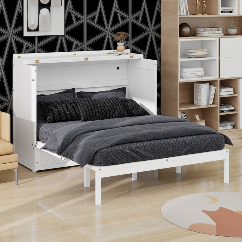 Lit escamotable avec rangement de tiroir, Blanc