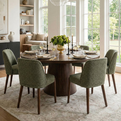 Chaise de salle à manger rembourrée à dossier en bois massif (ensemble de 6)