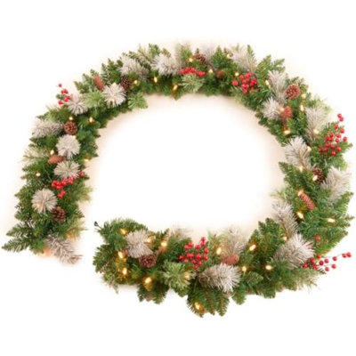 108 " Pre-Lit Mixed Greenery Garland