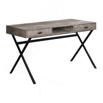 Bureau d'ordinateur, bureau personnel, ordinateur portable, tiroirs de rangement, L 48 po, travail, stratifié beige, métal noir, contemporain, moderne
