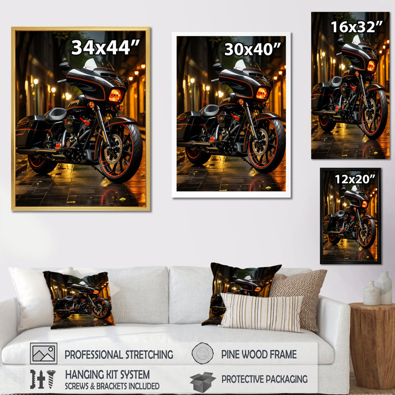 Moto Urban Streetster I, Cadre photo noir simple, H 32 po x l 24 po x P 1 po