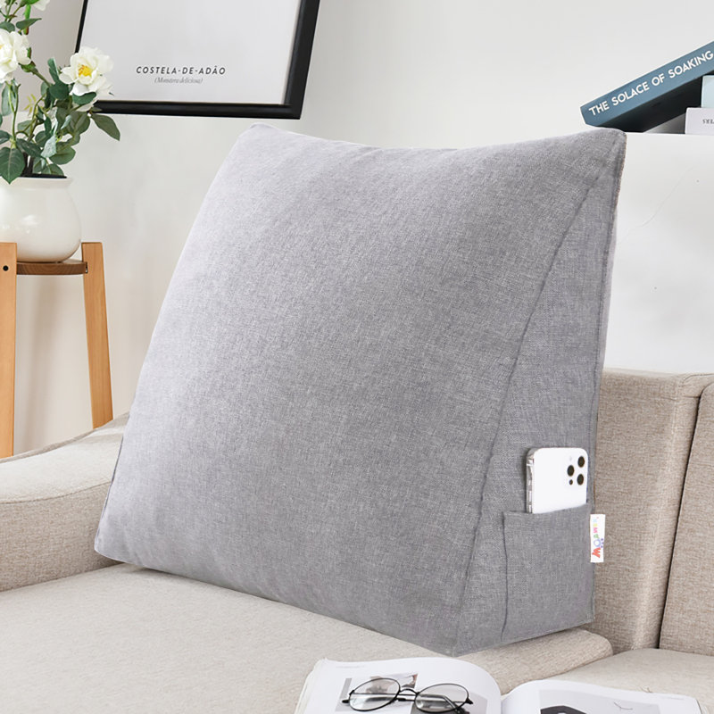 Triangular Backrest Cushion, Grey, 50cm x 60cm