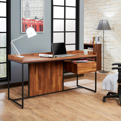 Writing Desk With 1 Drawer, Rectangle Desk With Metal Base