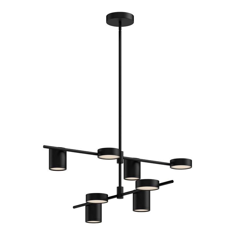 Lustre linéaire moderne Spoutnik à 8 lumières Jayden, Noir