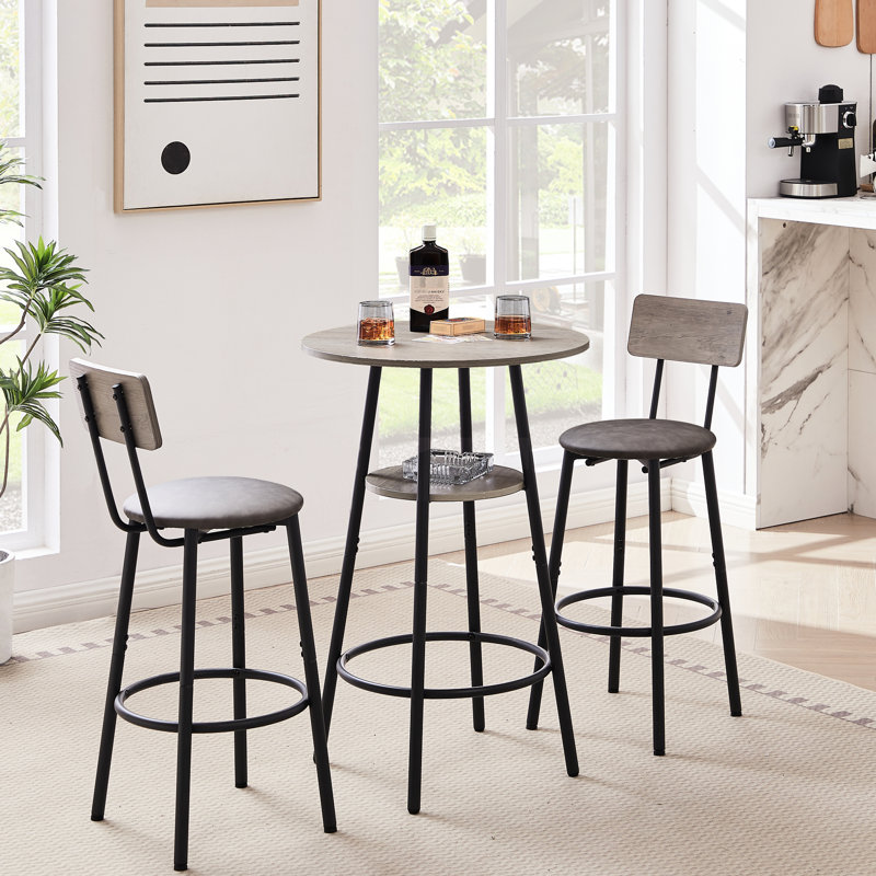 Tabourets de bar gris confortables avec tablette et dossier courbé - Relax In Comfort Elegance