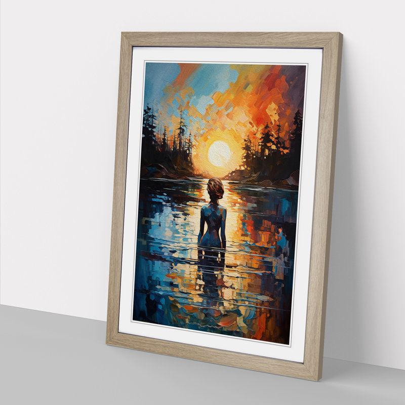 Lake Gestural No.2 - Framed Print, 64cm H x 46cm W x 2cm D, Oak 