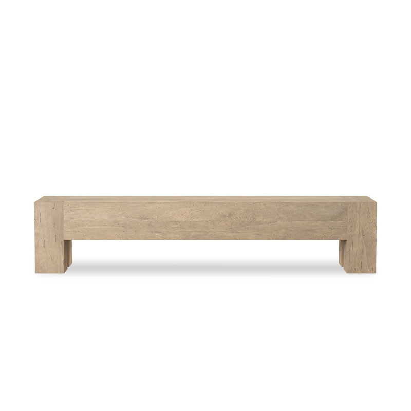 Jesup Solid Wood Bench, Whitewash Rustic Wormwood Oak