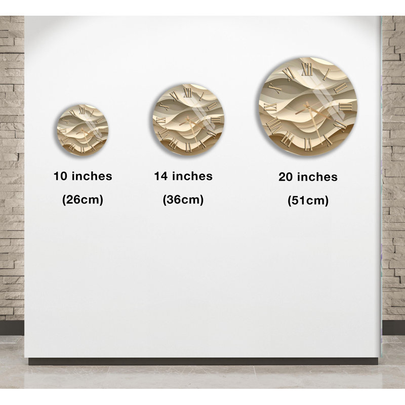 Horloge murale en verre trempé beige, décor abstrait, style contemporain, décoration moderne, cadeau de pendaison de crémaillère