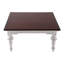 Table basse 39 po carrée en bois brun et blanc patiné