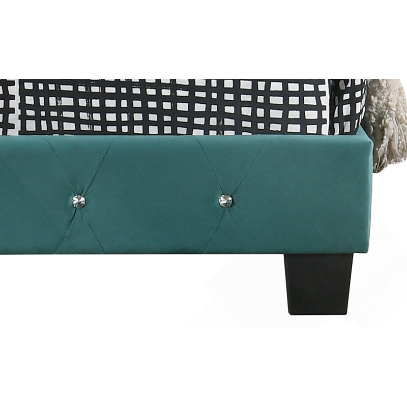 Upholstered Bed Frame With Button Tufted, Twin, Green