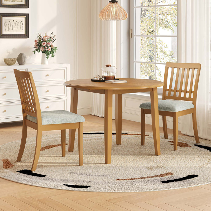 Ensemble de table de salle à manger compacte et pliante avec chaises rembourrées, Marron clair