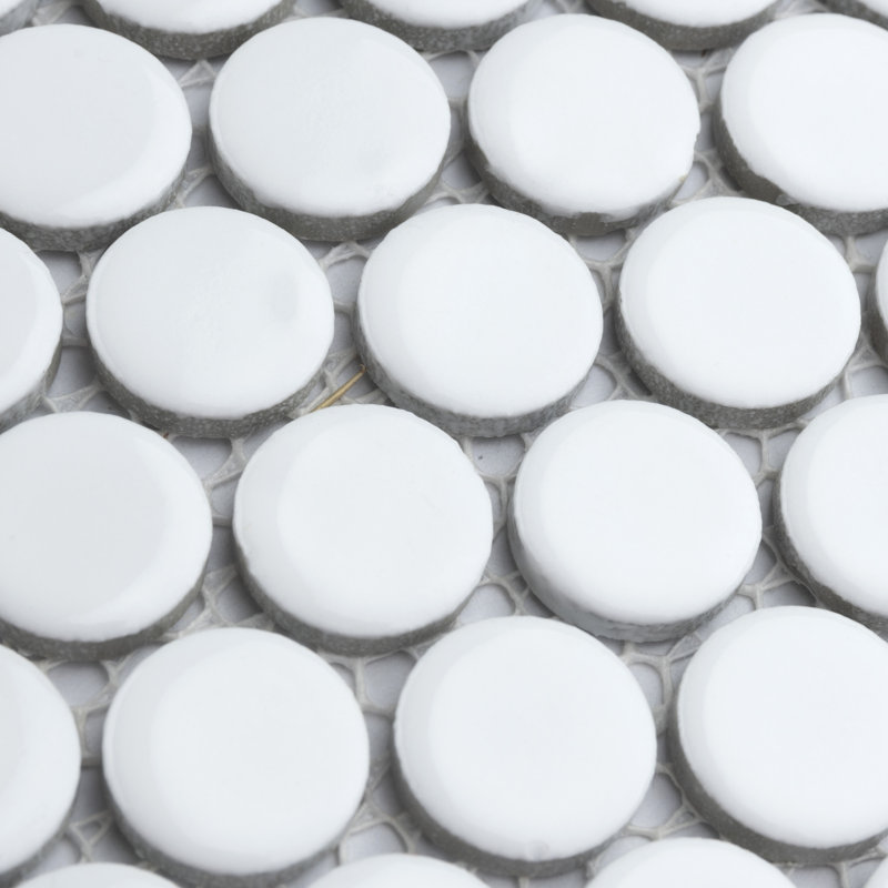 Hudson Penny Round .80" x .80" Porcelain Penny Round Mosaic Wall & Floor Tile, White