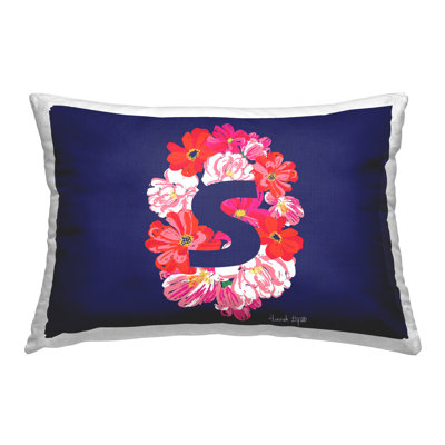 Floral Initial Letter S Decorative Printed Throw Pillow Design by Hannah Louise Byatt