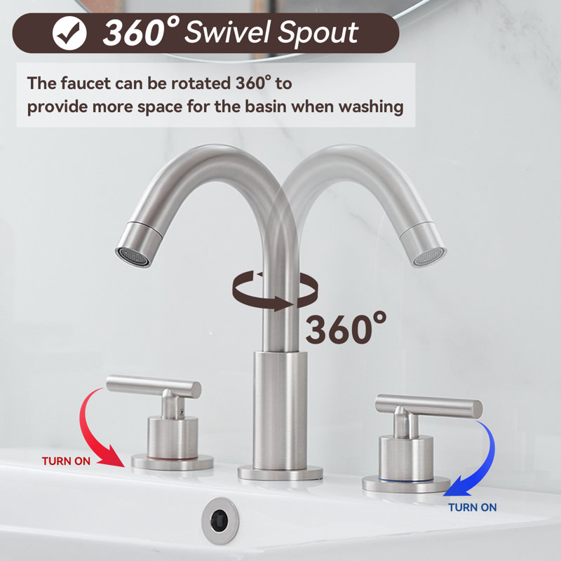 Widespread Double Handle Bathroom Faucet, Brushed Nickel
