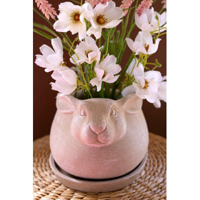  Cement Easter Rabbit Planter Sculpted Bunny Design 6" Tall