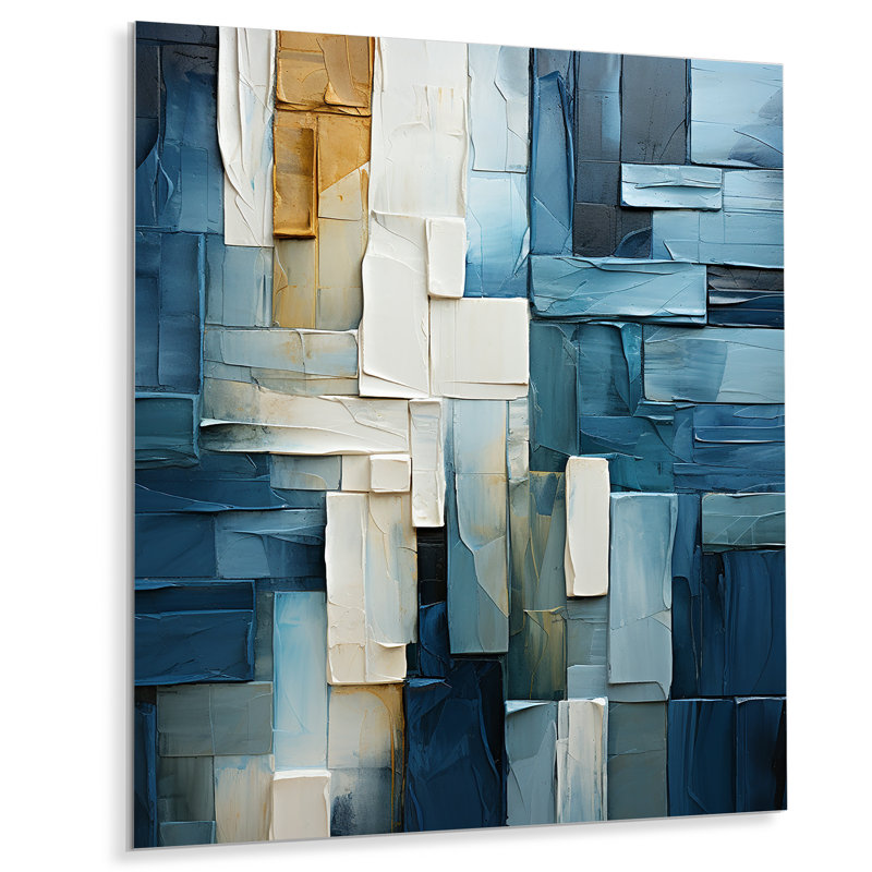 Abstract Geometric Square Fusion - Abstract Metal Wall Art Print, 40" H x 30" W x 1.5" D