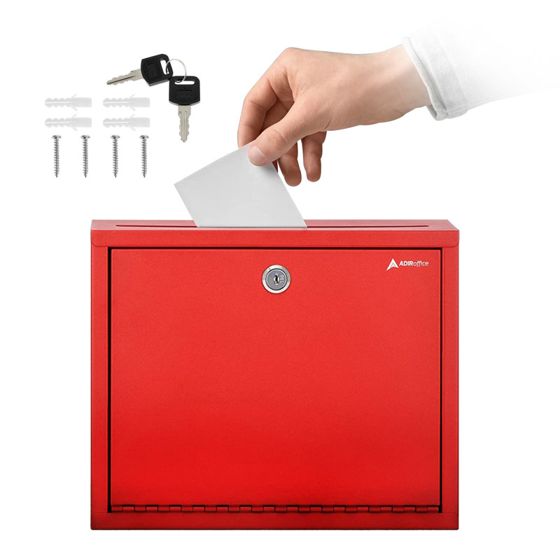 Steel Drop Box Secure InterOffice Mailbox, Red
