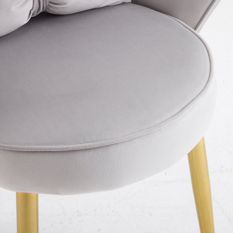 26’ Wide Gray Scalloped Petal Tufted Velvet Accent Chair With Pillows, Gray Velvet