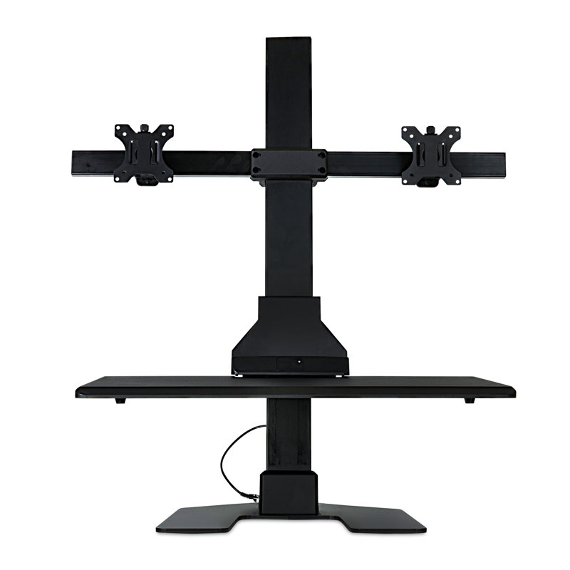 Black Steel Adjustable Dual Monitor Standing Desk Converter