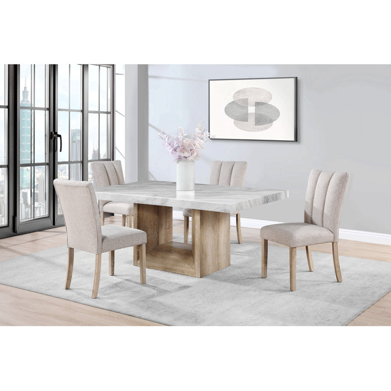 Ensemble de 2 chaises de salle à manger en pierre beige, siège de cuisine ou de salle à manger durable et élégant