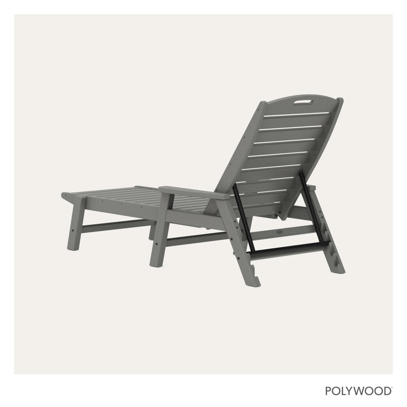 POLYWOOD Nautical Chaise with Arms, Slate Gray