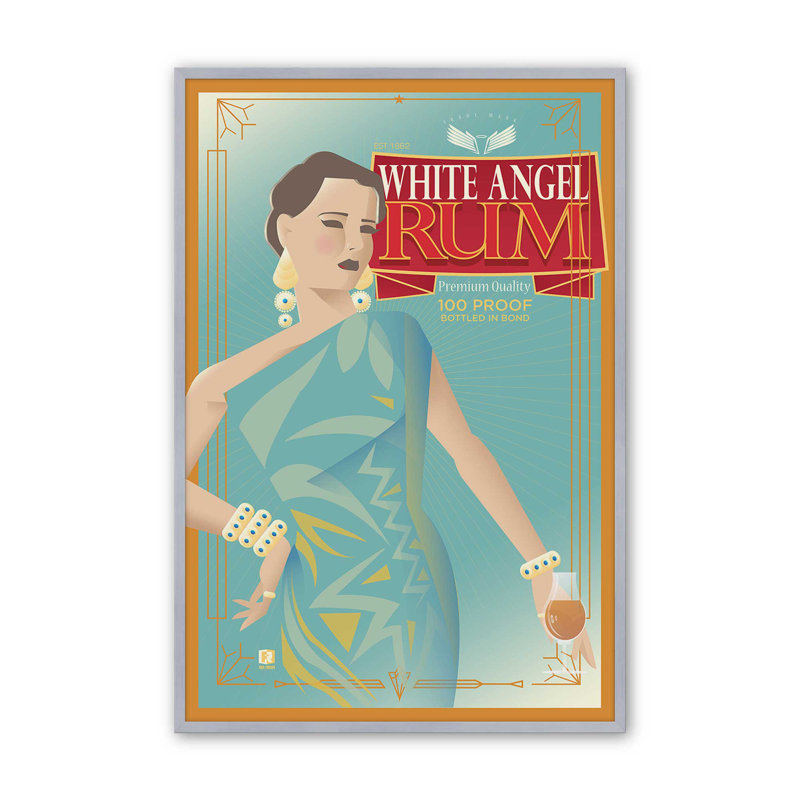 Reproduction d'art White Angel Rum, Impression encadrée sans passe-partout, 15.25" H x 12.25" W, Chrome poli