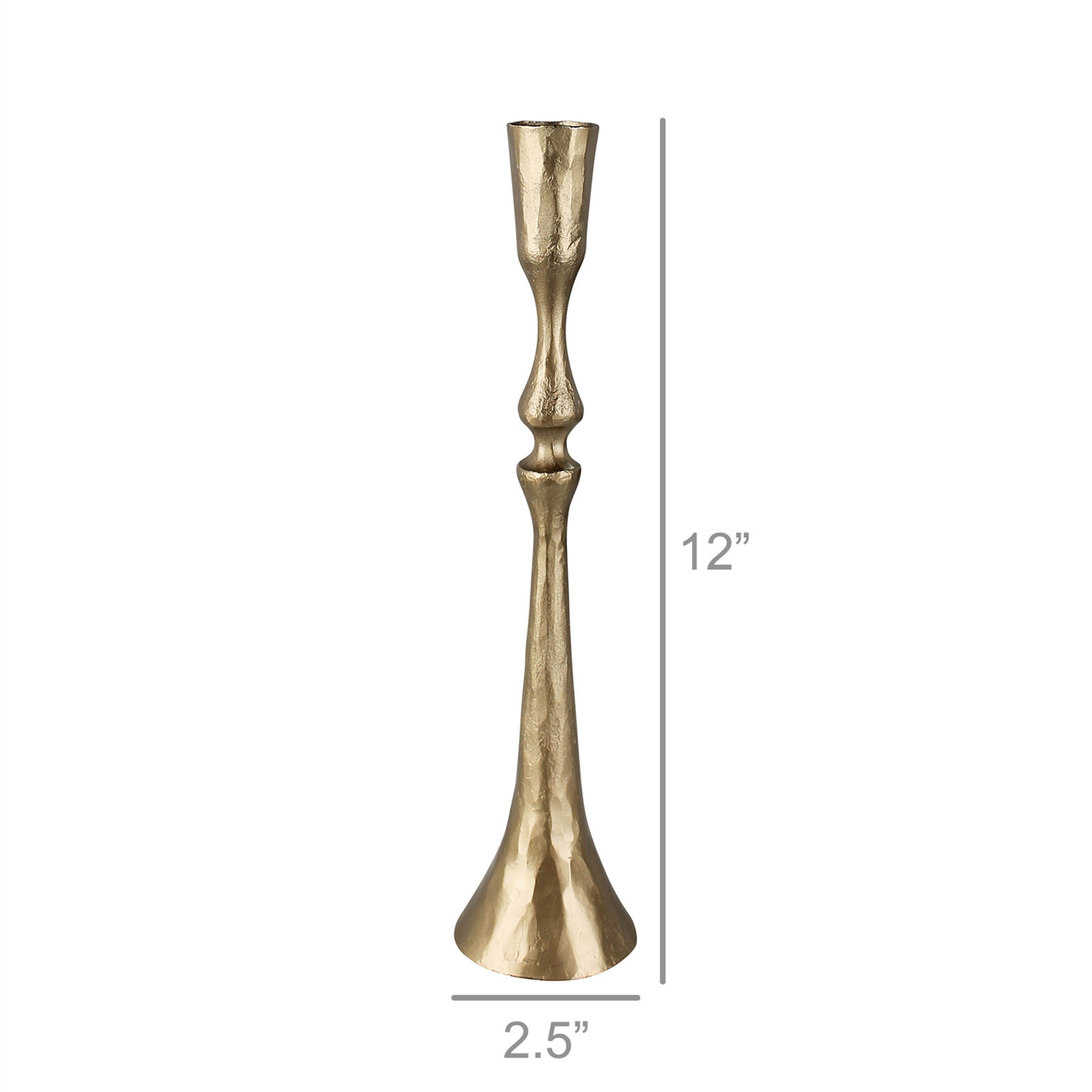 Iron Candlestick Holder, 12" H x 2.5" W x 2.5" D