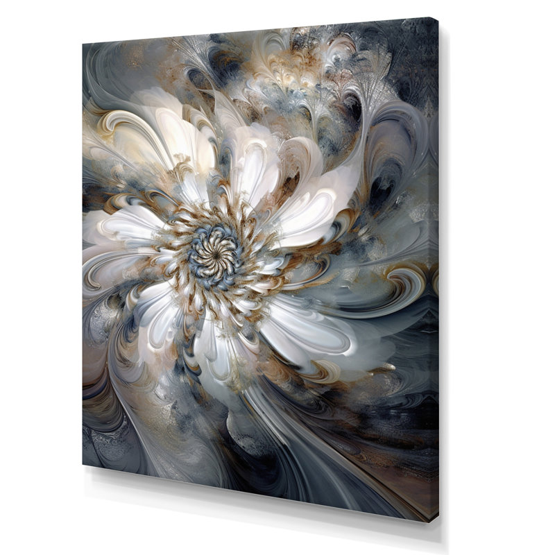 «Blossoming White Fractal Flower I», reproduction d'art sur toile, Toile tendue, H 40 po x l 30 po x P 1,5 po