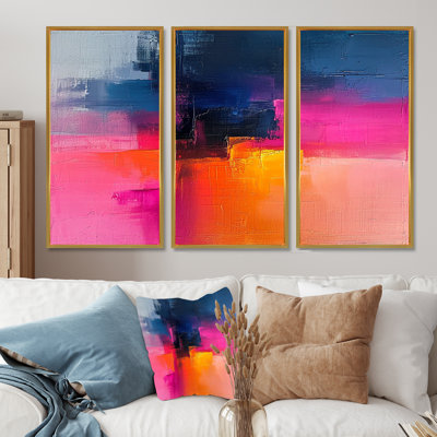 Fuchsia Sunrise - Abstract Wall Art Print Set