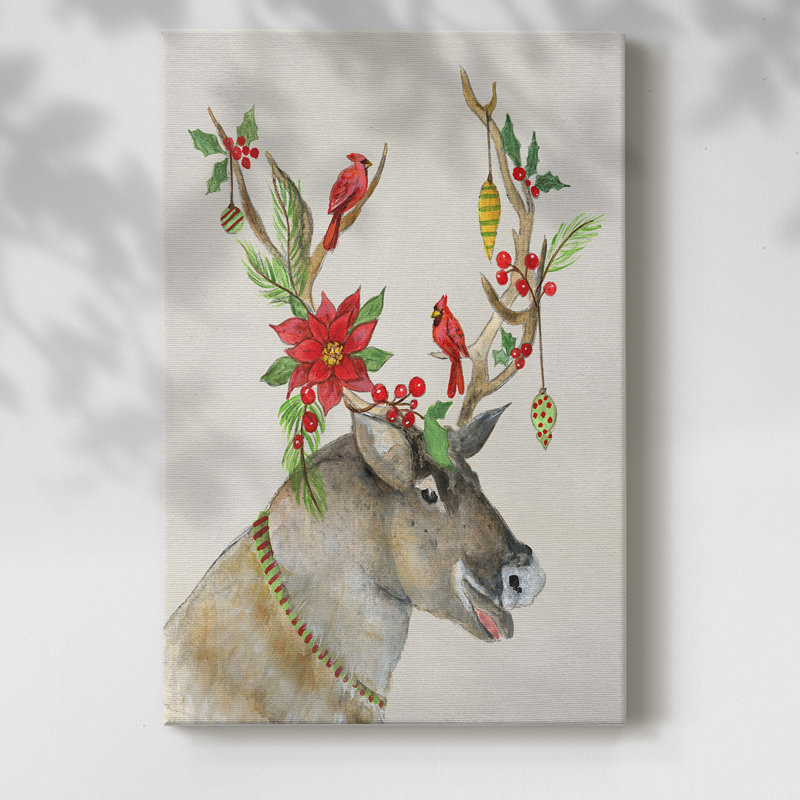 «Playful Reindeer I», toile tendue avec châssis, H 60 po x l 40 po x P 1,5 po