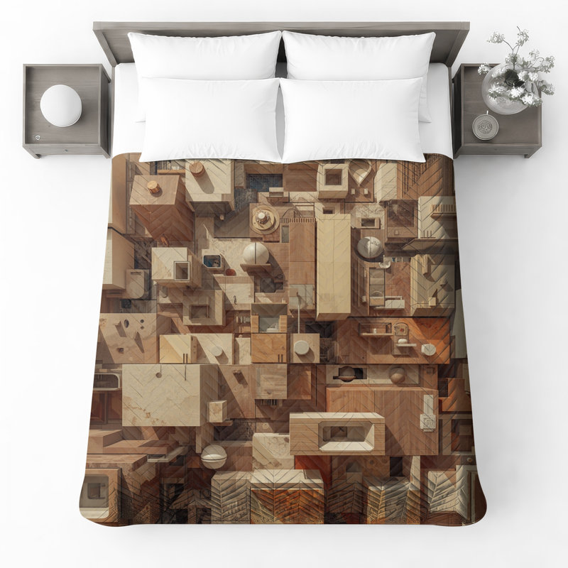Couvre-lit matelassé à motif géométrique abstrait toutes tailles, Très grand lit