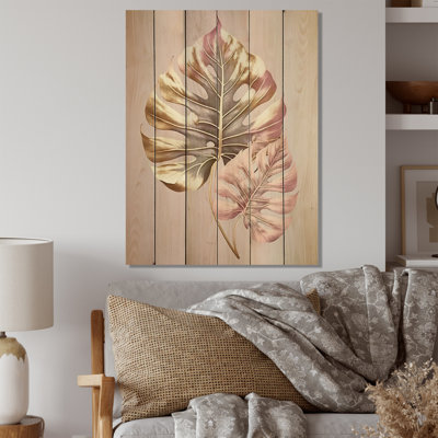 Leaf III - Floral Ferns Wood Wall Art - Natural Pine Wood